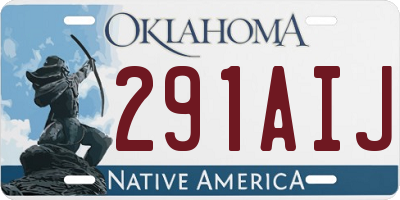 OK license plate 291AIJ