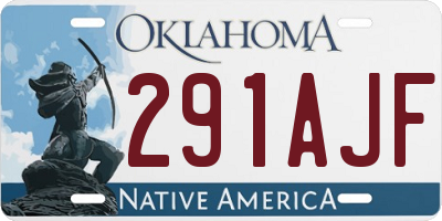 OK license plate 291AJF
