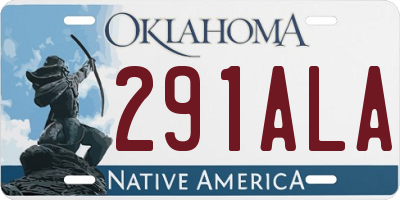 OK license plate 291ALA