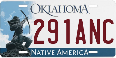 OK license plate 291ANC