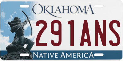 OK license plate 291ANS