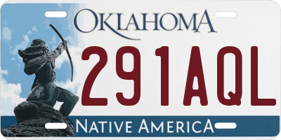OK license plate 291AQL