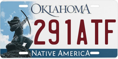 OK license plate 291ATF