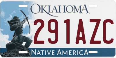 OK license plate 291AZC