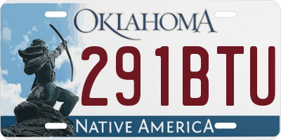 OK license plate 291BTU