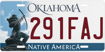 OK license plate 291FAJ