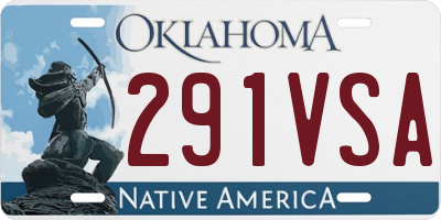 OK license plate 291VSA