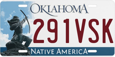 OK license plate 291VSK