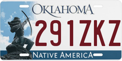 OK license plate 291ZKZ