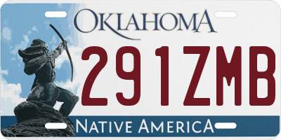 OK license plate 291ZMB