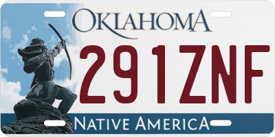 OK license plate 291ZNF