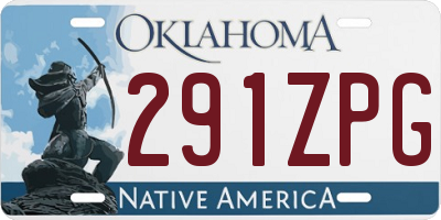 OK license plate 291ZPG