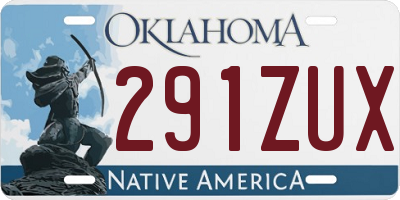 OK license plate 291ZUX