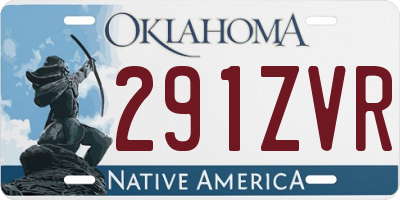 OK license plate 291ZVR