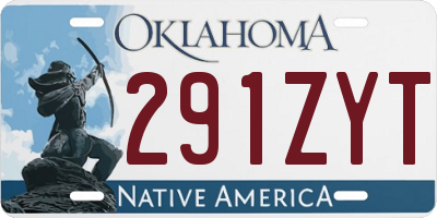 OK license plate 291ZYT