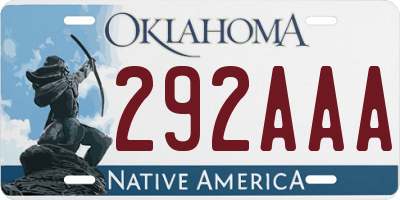 OK license plate 292AAA