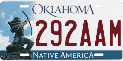 OK license plate 292AAM