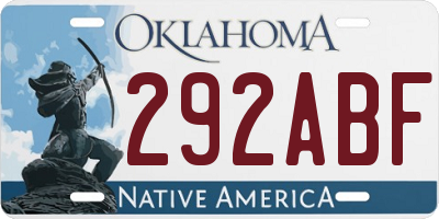 OK license plate 292ABF