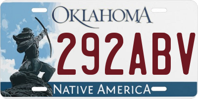 OK license plate 292ABV