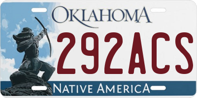 OK license plate 292ACS