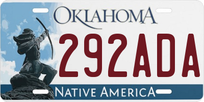 OK license plate 292ADA