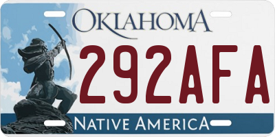 OK license plate 292AFA