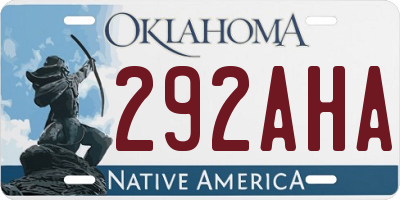 OK license plate 292AHA