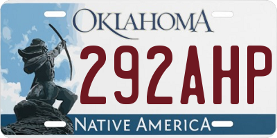 OK license plate 292AHP