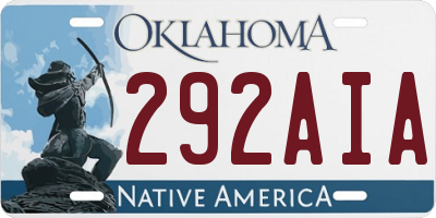 OK license plate 292AIA