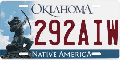 OK license plate 292AIW