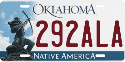 OK license plate 292ALA