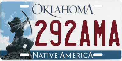 OK license plate 292AMA