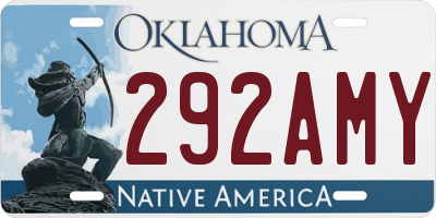OK license plate 292AMY