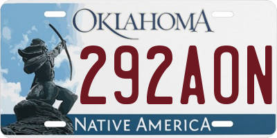 OK license plate 292AON