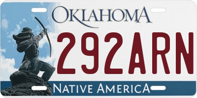 OK license plate 292ARN