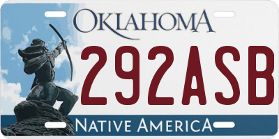 OK license plate 292ASB