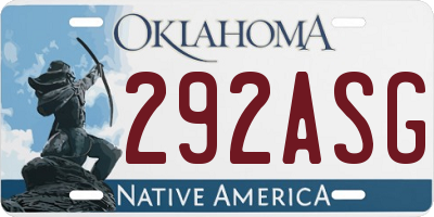 OK license plate 292ASG