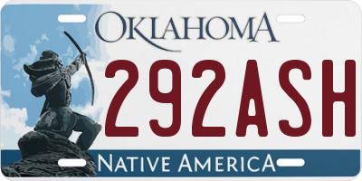 OK license plate 292ASH