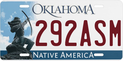 OK license plate 292ASM