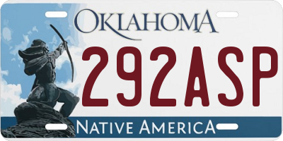 OK license plate 292ASP