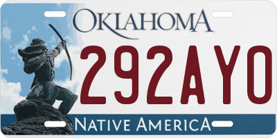 OK license plate 292AYO