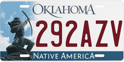 OK license plate 292AZV