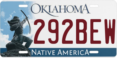 OK license plate 292BEW