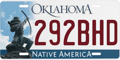 OK license plate 292BHD
