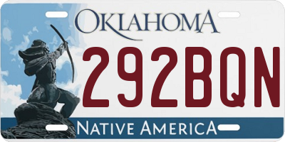 OK license plate 292BQN