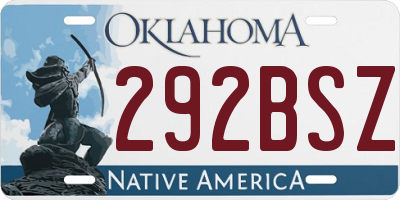 OK license plate 292BSZ