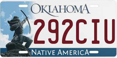 OK license plate 292CIU