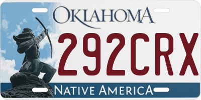 OK license plate 292CRX