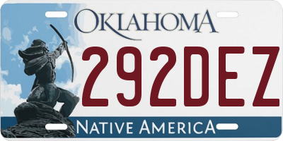 OK license plate 292DEZ