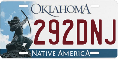OK license plate 292DNJ